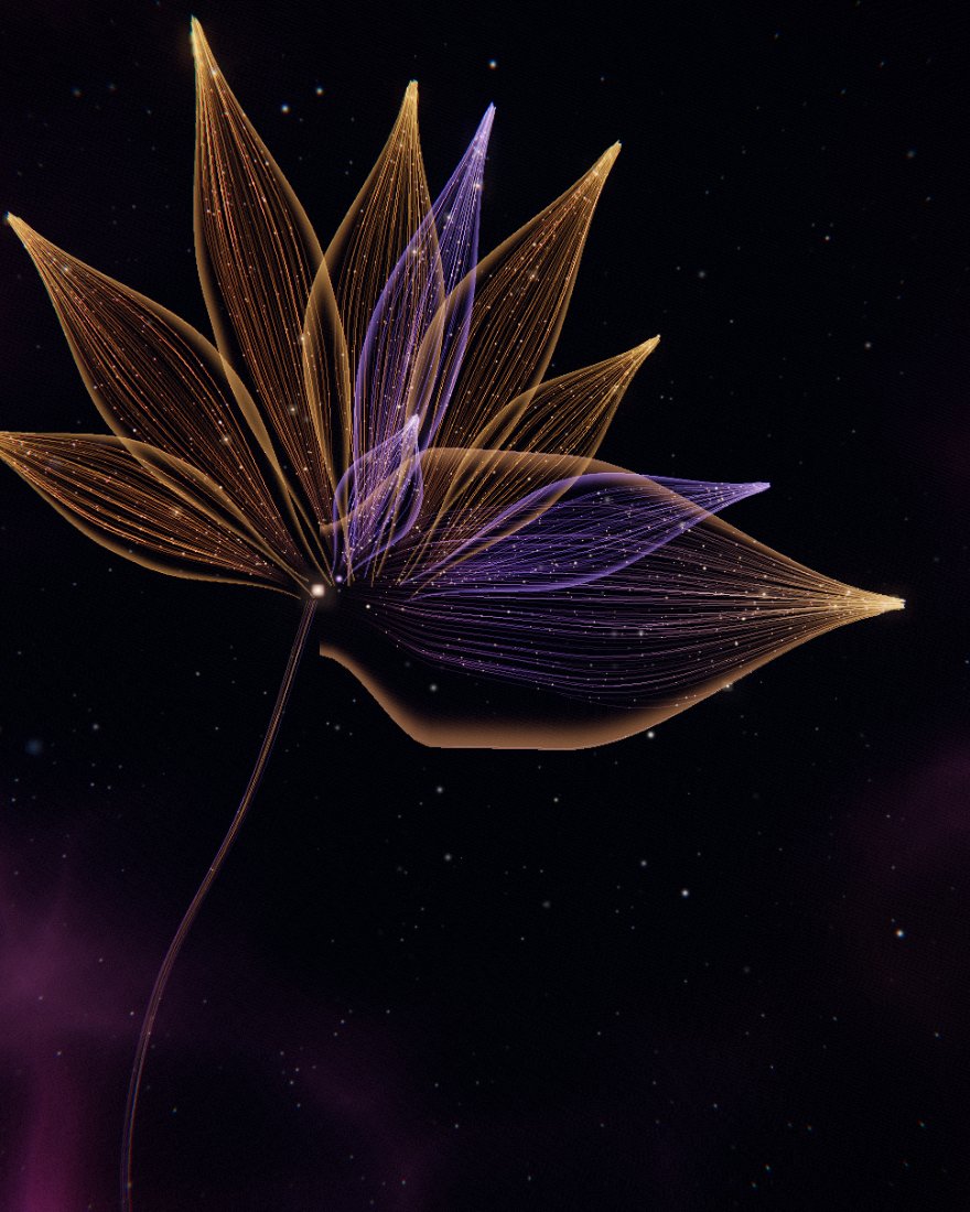 Bird of Dawn — a flower drawn in fibre-optic light