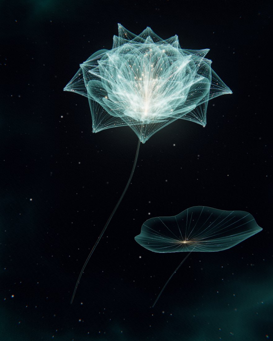 Glass Lotus — a flower drawn in fibre-optic light